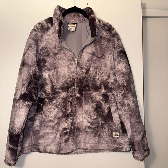 The North Face Womens Sherpa Purple White Tie Dye Zipper Jacket Medium EUC - Picture 1 of 11